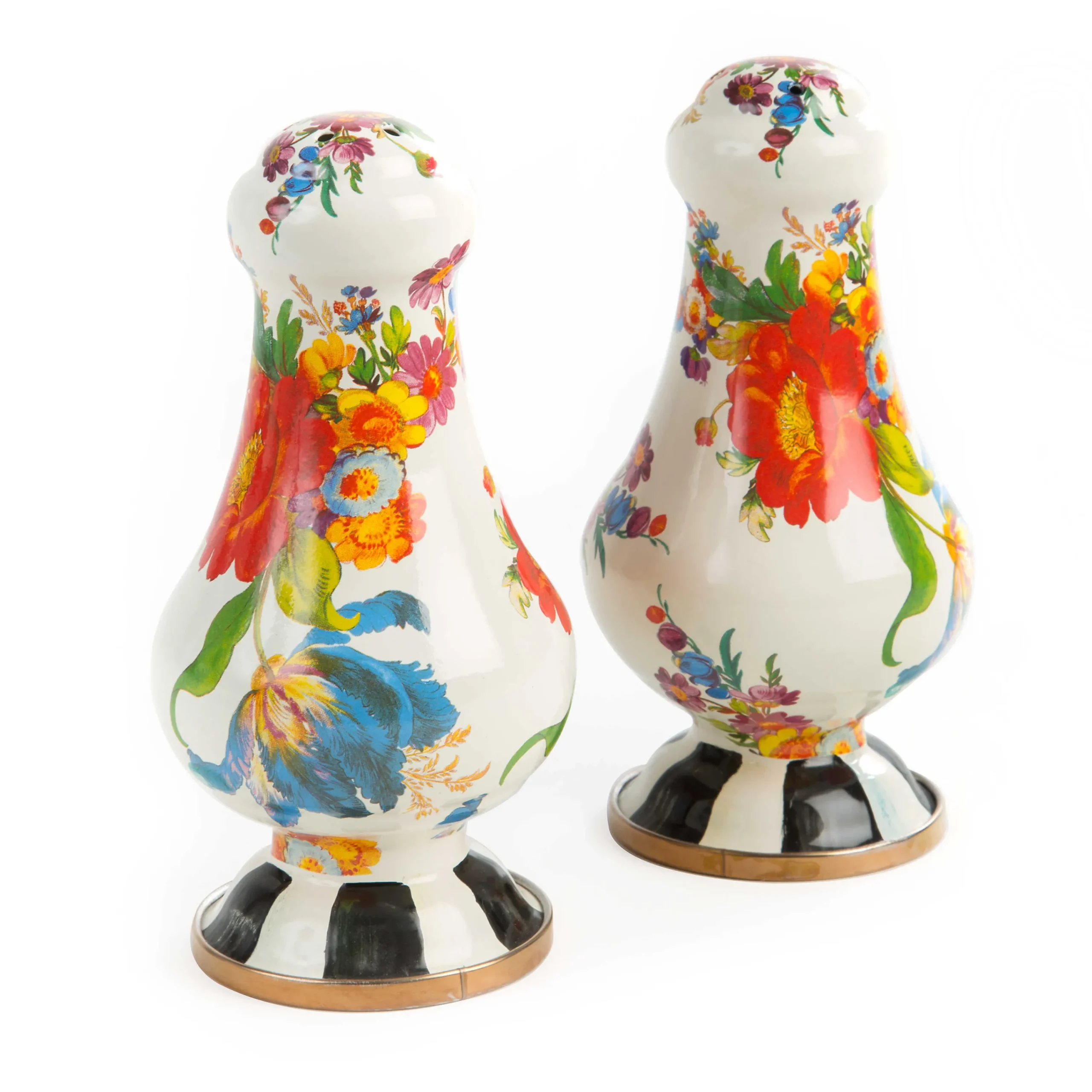 MacKenzie-Childs White Flower Market Large Salt Pepper Shakers| Table Accessories|Serveware
