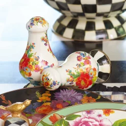 MacKenzie-Childs White Flower Market Large Salt Pepper Shakers| Table Accessories|Serveware
