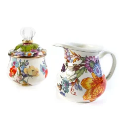 MacKenzie-Childs White Flower Market Lidded Sugar Bowl| The Coffee Shop|Serveware
