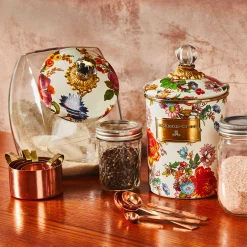 MacKenzie-Childs White Flower Market Medium Canister| Room Accents|Kitchen Storage & Organization