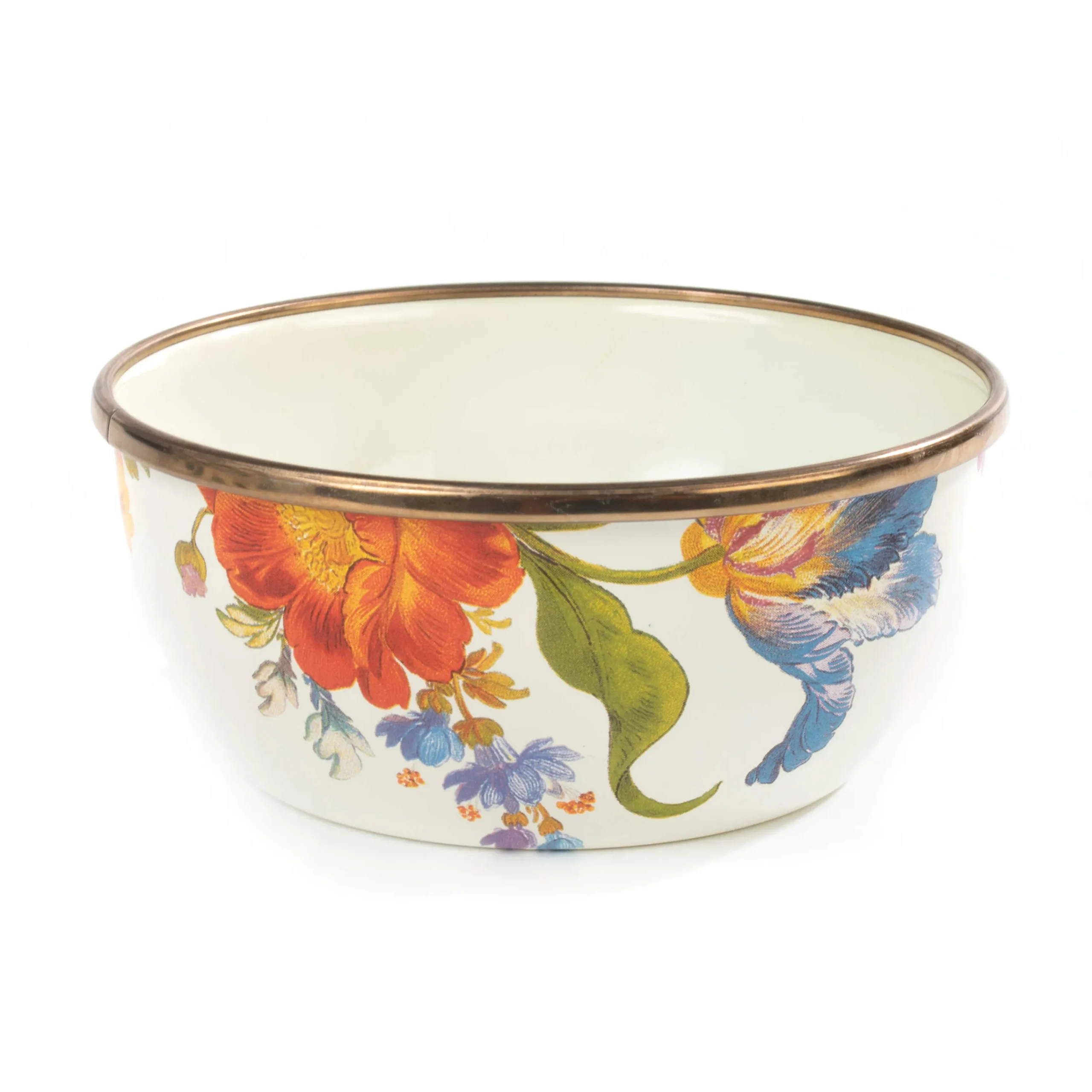 MacKenzie-Childs White Flower Market Pinch Bowl| Bar Entertaining|Serveware