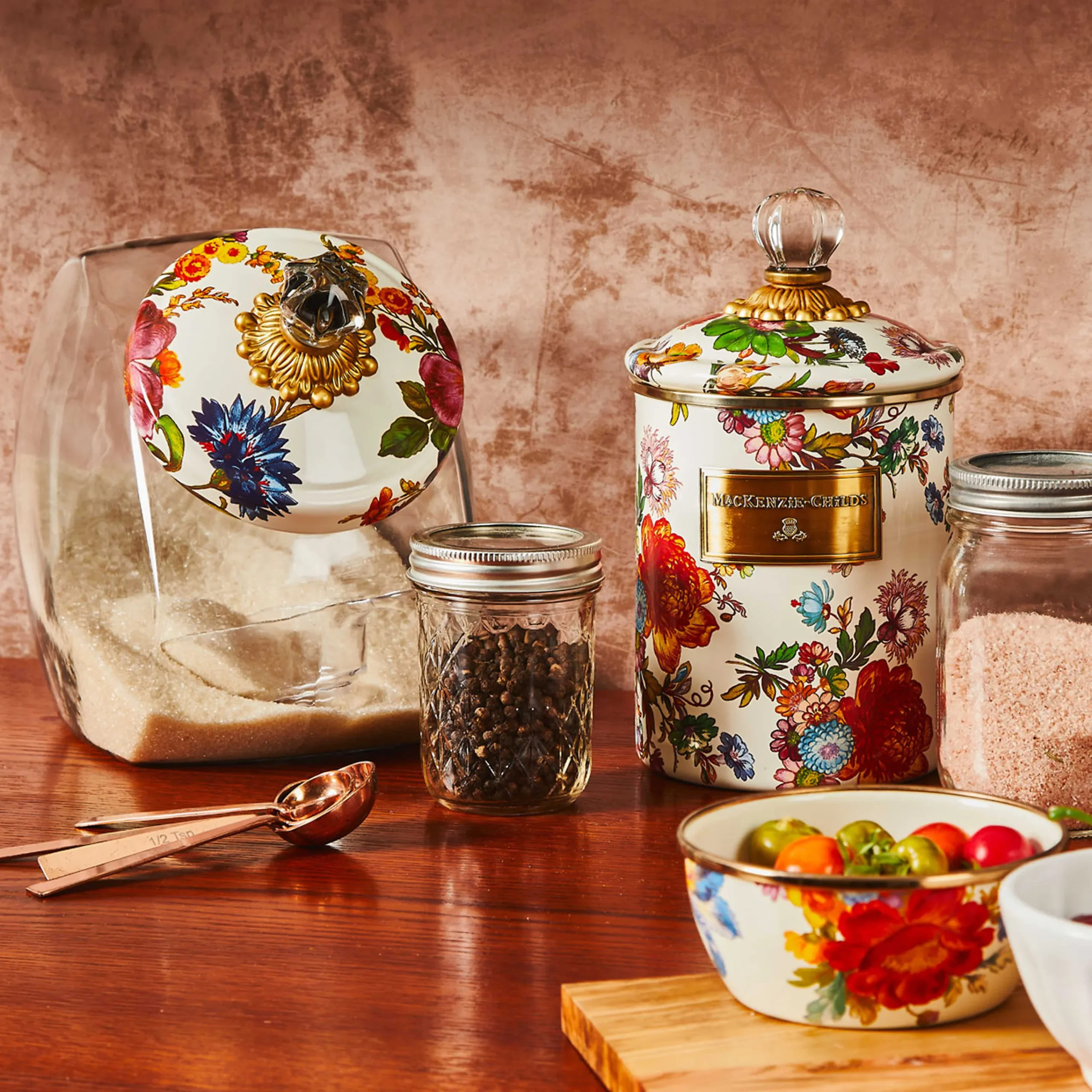 MacKenzie-Childs White Flower Market Pinch Bowl| Bar Entertaining|Serveware