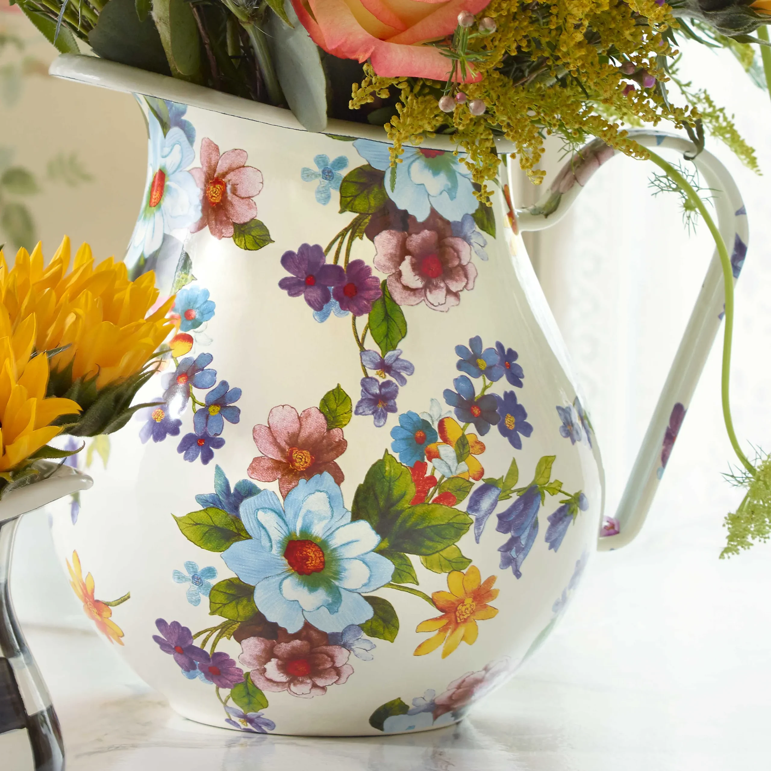 MacKenzie-Childs White Flower Market Pitcher| Serveware|Bar Entertaining
