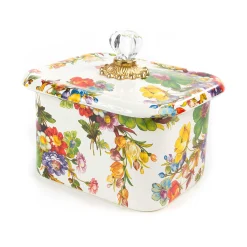 MacKenzie-Childs White Flower Market Recipe Box| Kitchen Storage & Organization