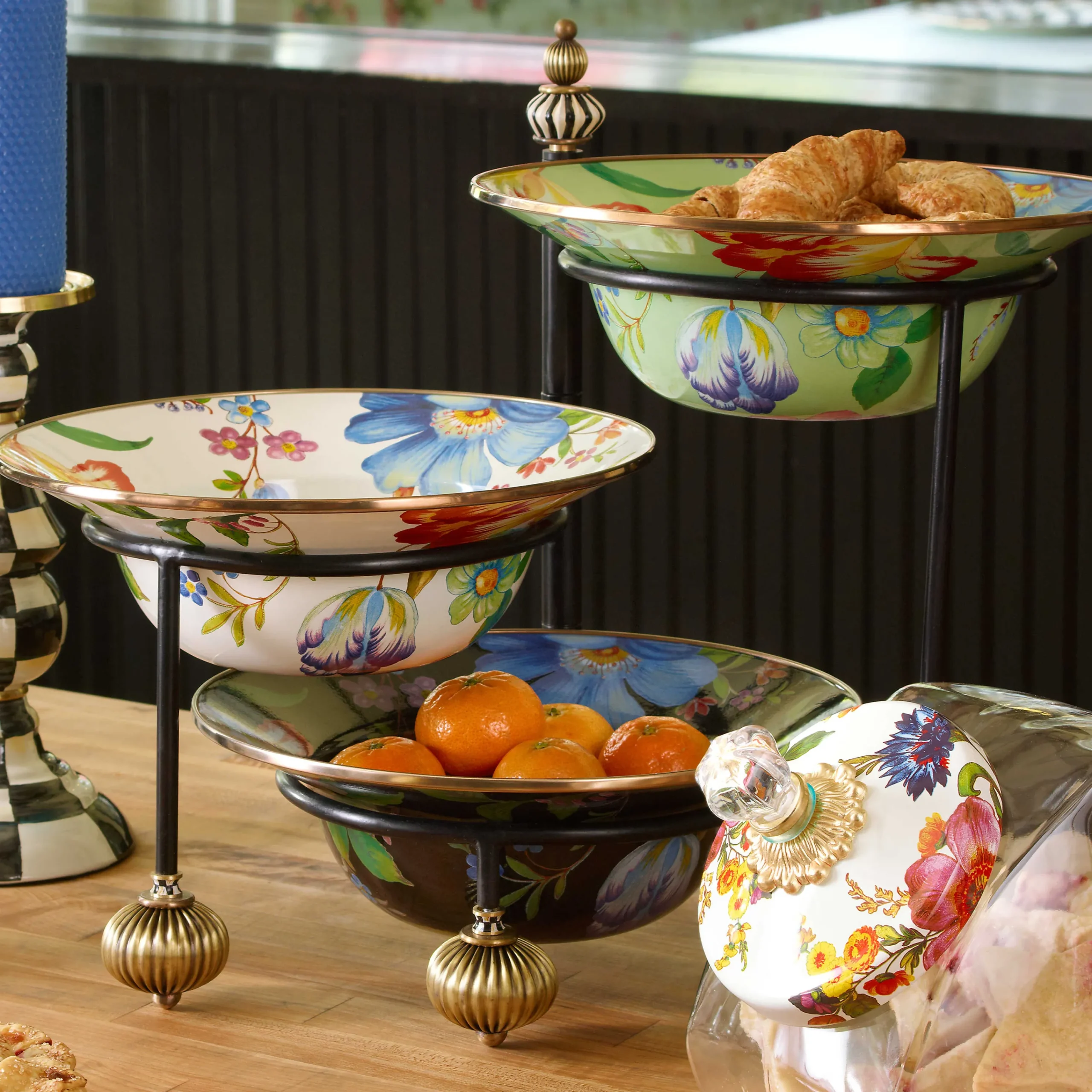 MacKenzie-Childs White Flower Market Serving Bowl| Serveware