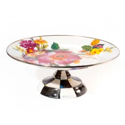 MacKenzie-Childs White Flower Market Small Pedestal Platter| Serveware