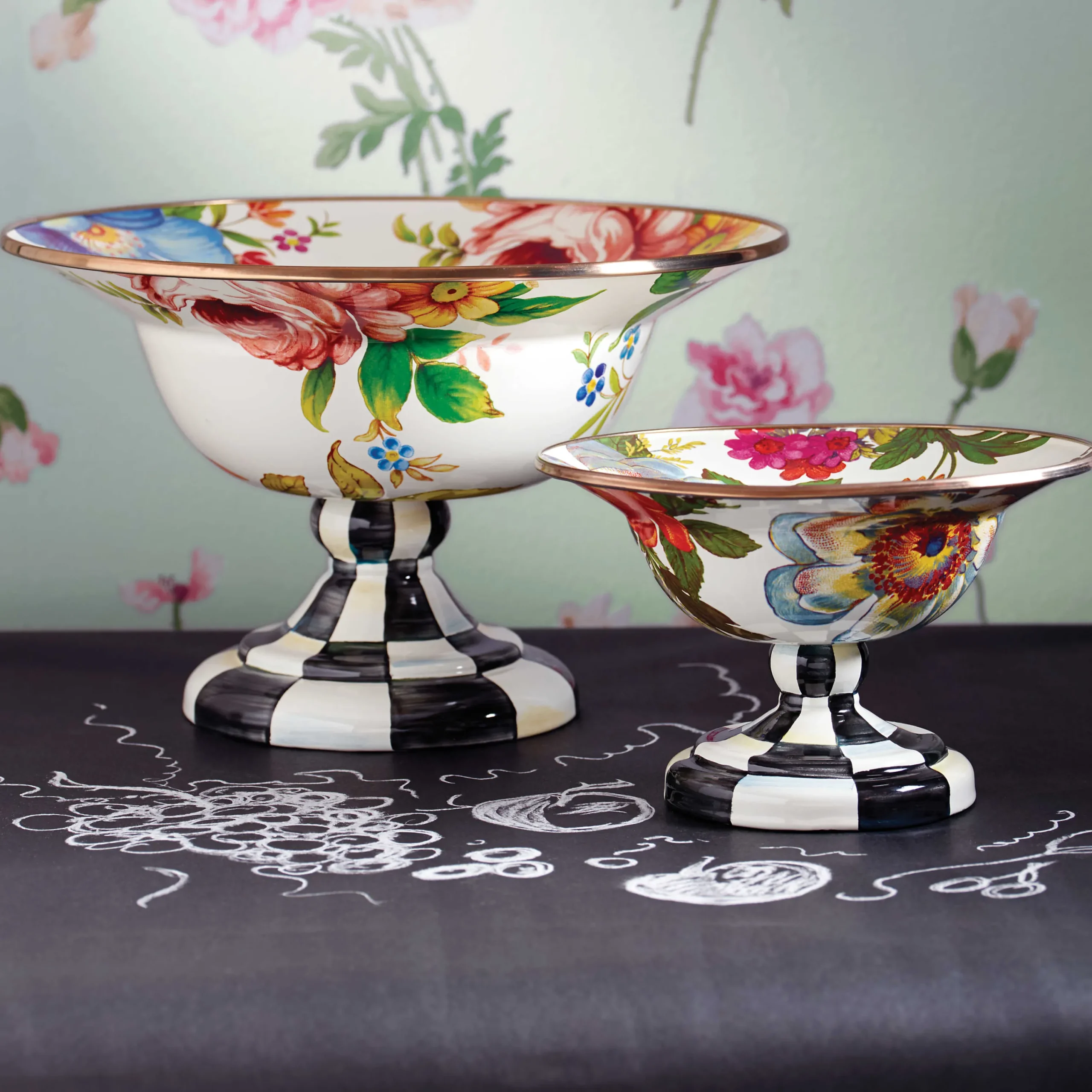 MacKenzie-Childs White Flower Market Small Compote| Serveware