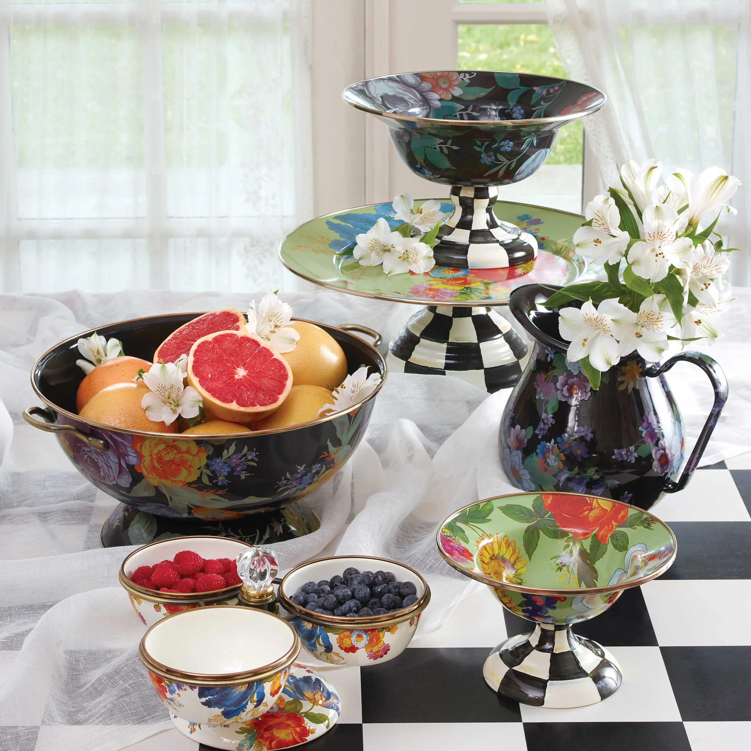 MacKenzie-Childs White Flower Market Small Compote| Serveware