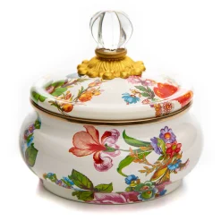 MacKenzie-Childs White Flower Market Squashed Pot| Bath & Bath Accessories|Room Accents