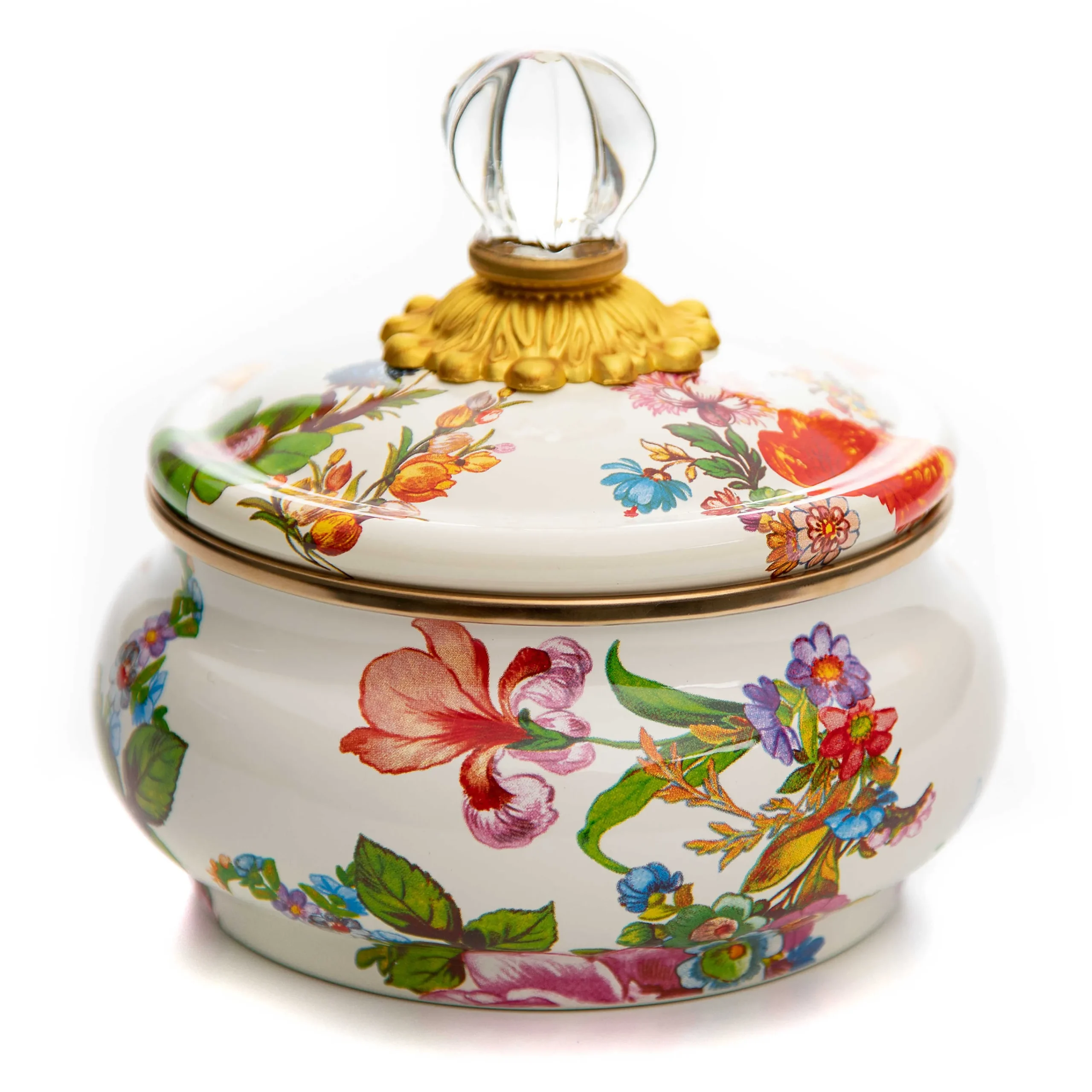 MacKenzie-Childs White Flower Market Squashed Pot| Bath & Bath Accessories|Room Accents