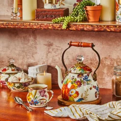 MacKenzie-Childs White Flower Market Squashed Pot| Bath & Bath Accessories|Room Accents