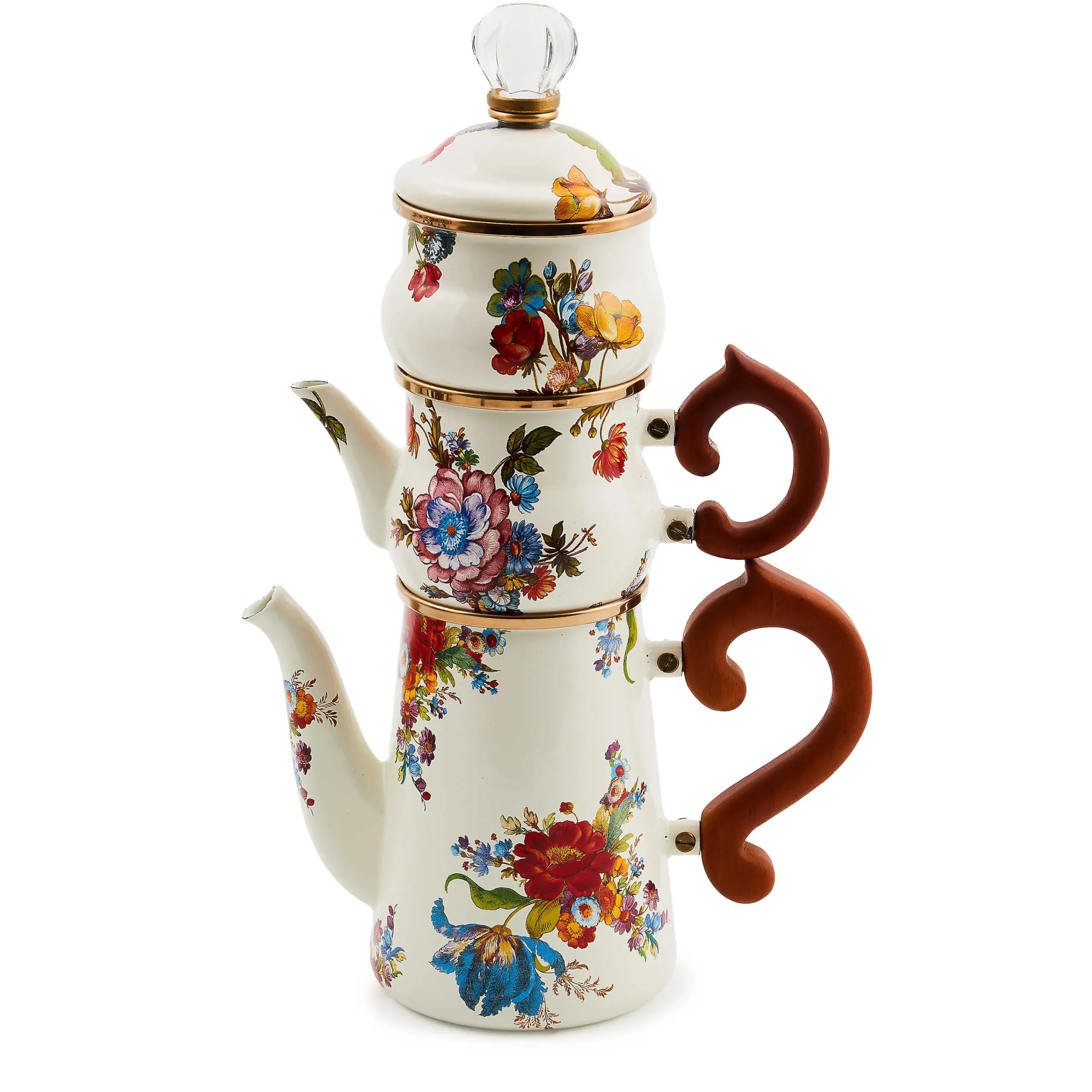 MacKenzie-Childs White Flower Market Stackable Coffee Set| The Coffee Shop|Serveware