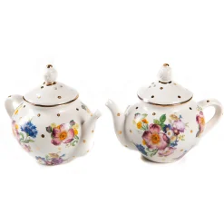 MacKenzie-Childs White Flower Market Teapot Salt Pepper Set| Table Accessories|Serveware