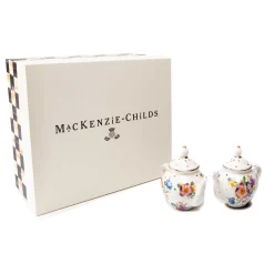 MacKenzie-Childs White Flower Market Teapot Salt Pepper Set| Table Accessories|Serveware
