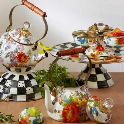 MacKenzie-Childs White Flower Market Triplicity| Bar Entertaining|Serveware
