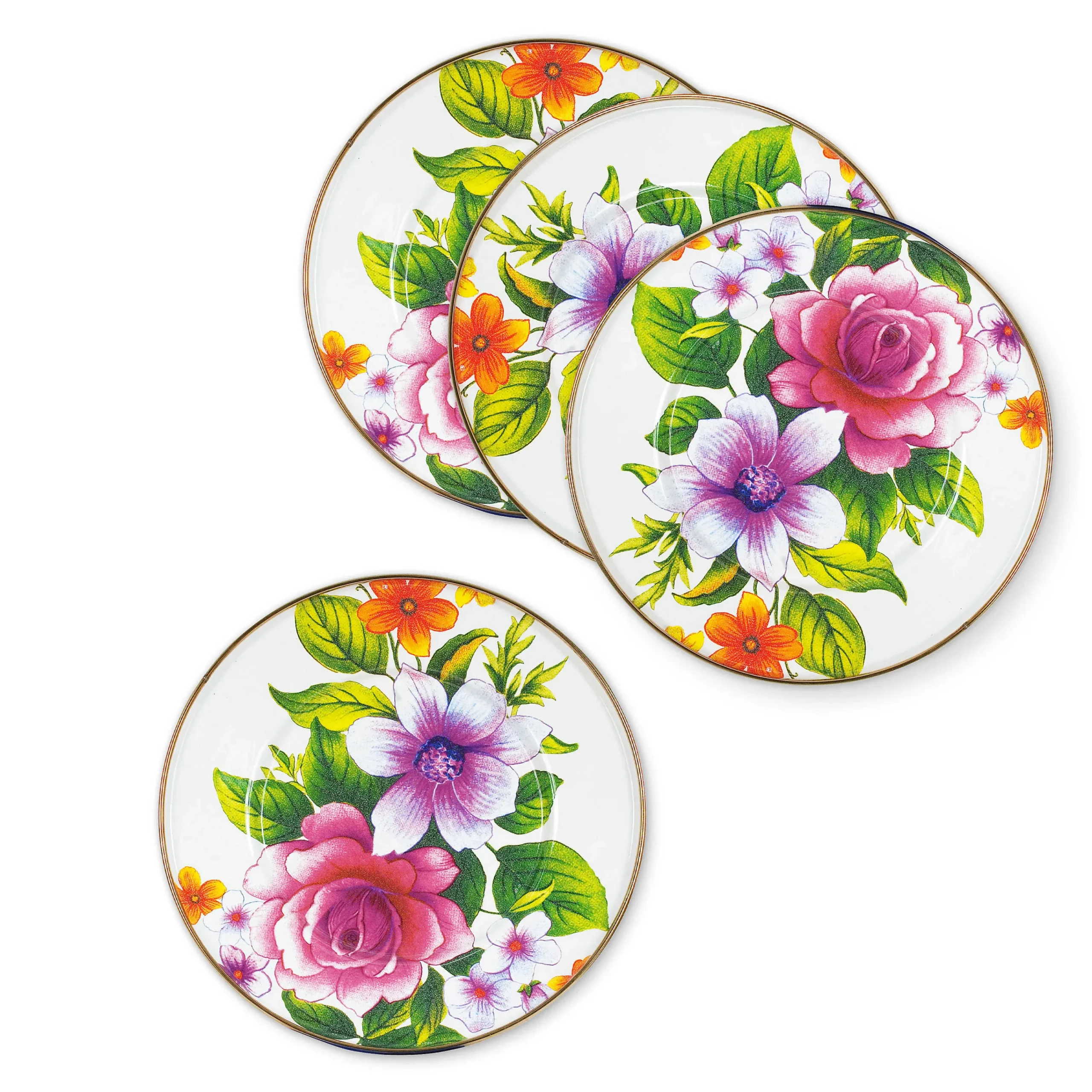 MacKenzie-Childs White Flower Market White Salad Plates, Set of 4| Kitchen & Dining Sets|Dinnerware & Flatware