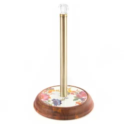 MacKenzie-Childs White Flower Market Wood Paper Towel Holder| Kitchen Storage & Organization