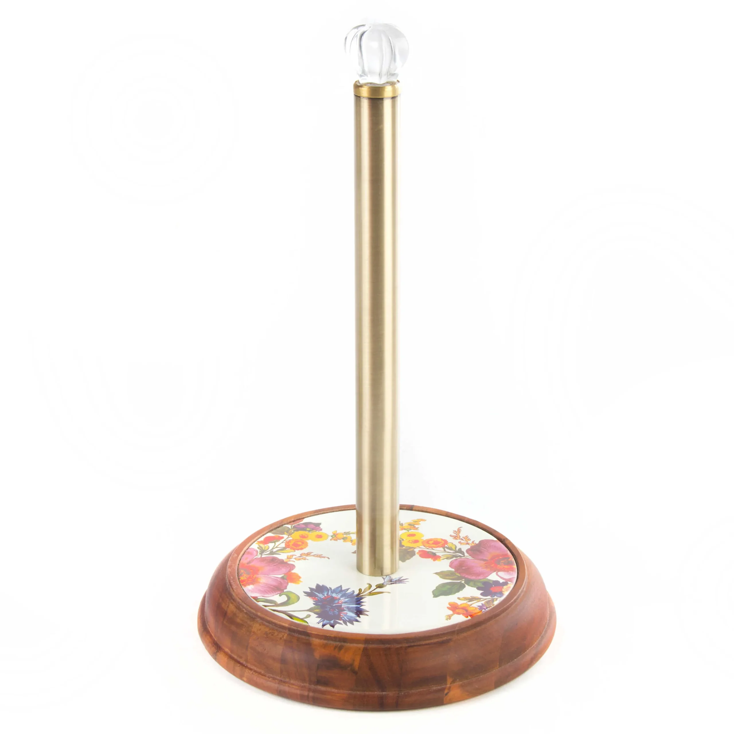 MacKenzie-Childs White Flower Market Wood Paper Towel Holder| Kitchen Storage & Organization