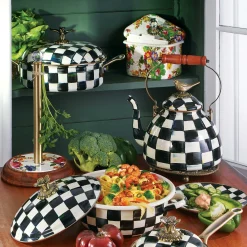 MacKenzie-Childs White Flower Market Wood Paper Towel Holder| Kitchen Storage & Organization