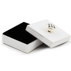 MacKenzie-Childs White Silver Plated Trinket Box with Check Knob| Room Accents