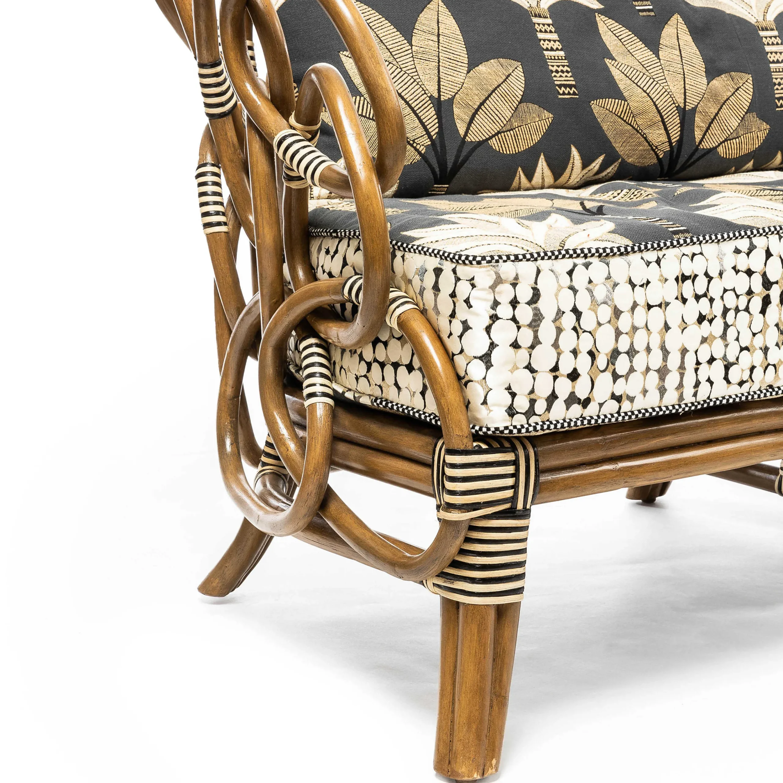MacKenzie-Childs Wild Indoors Rattan Loveseat| Living Room