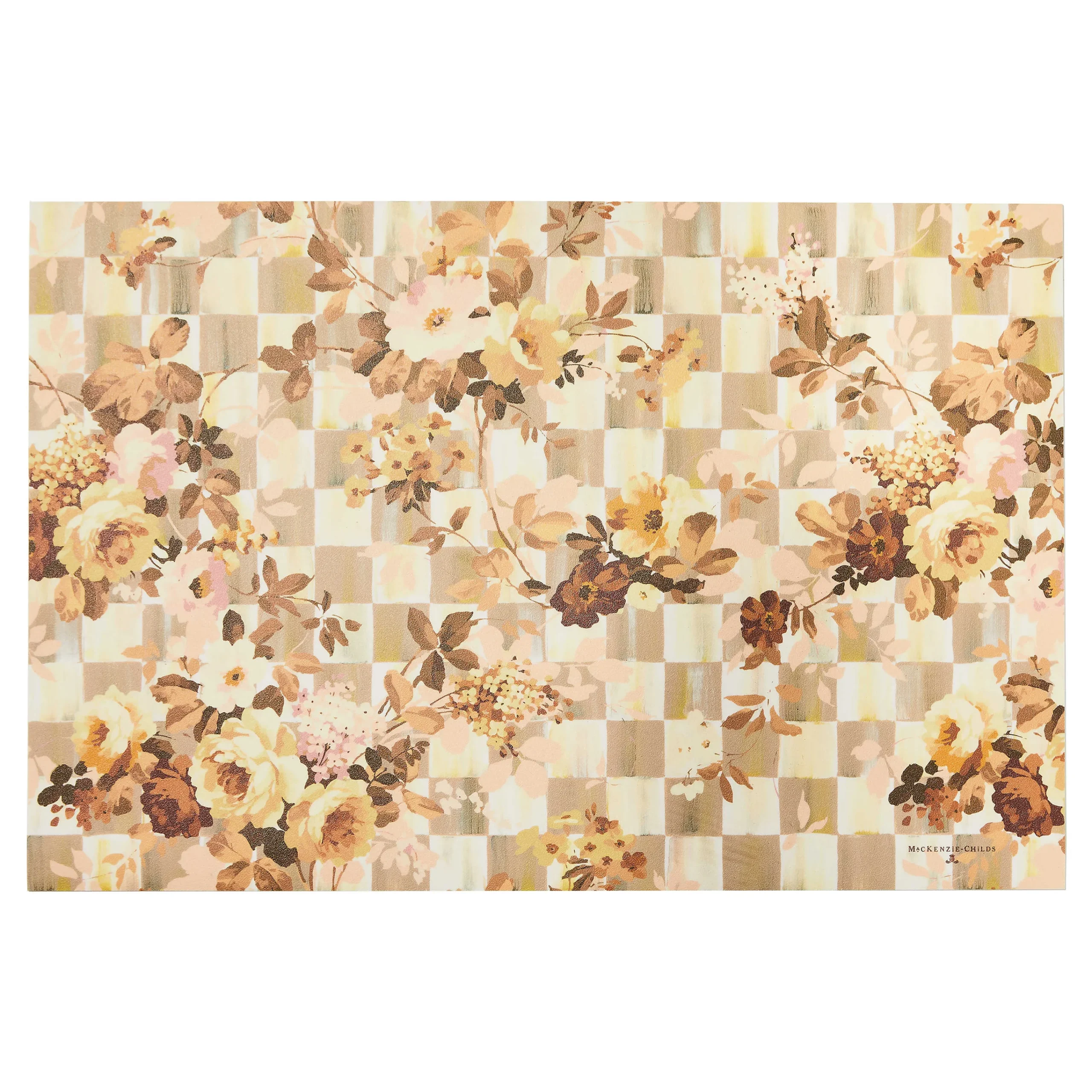 MacKenzie-Childs Wild Rose Floral Check 2' x 3' Floor Mat| Rugs