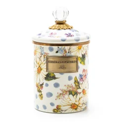 MacKenzie-Childs Wildflowers Blue Enamel Medium Canister| Kitchen Storage & Organization