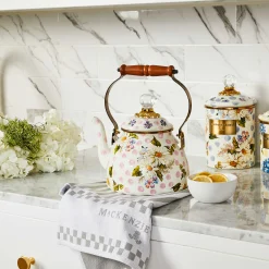 MacKenzie-Childs Wildflowers Blue Enamel Medium Canister| Kitchen Storage & Organization