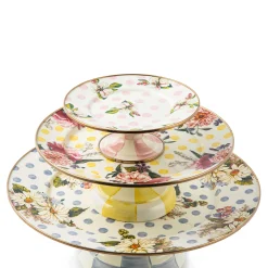 MacKenzie-Childs Wildflowers Blue Large Pedestal Platter| Serveware