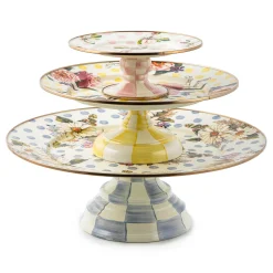 MacKenzie-Childs Wildflowers Blue Large Pedestal Platter| Serveware