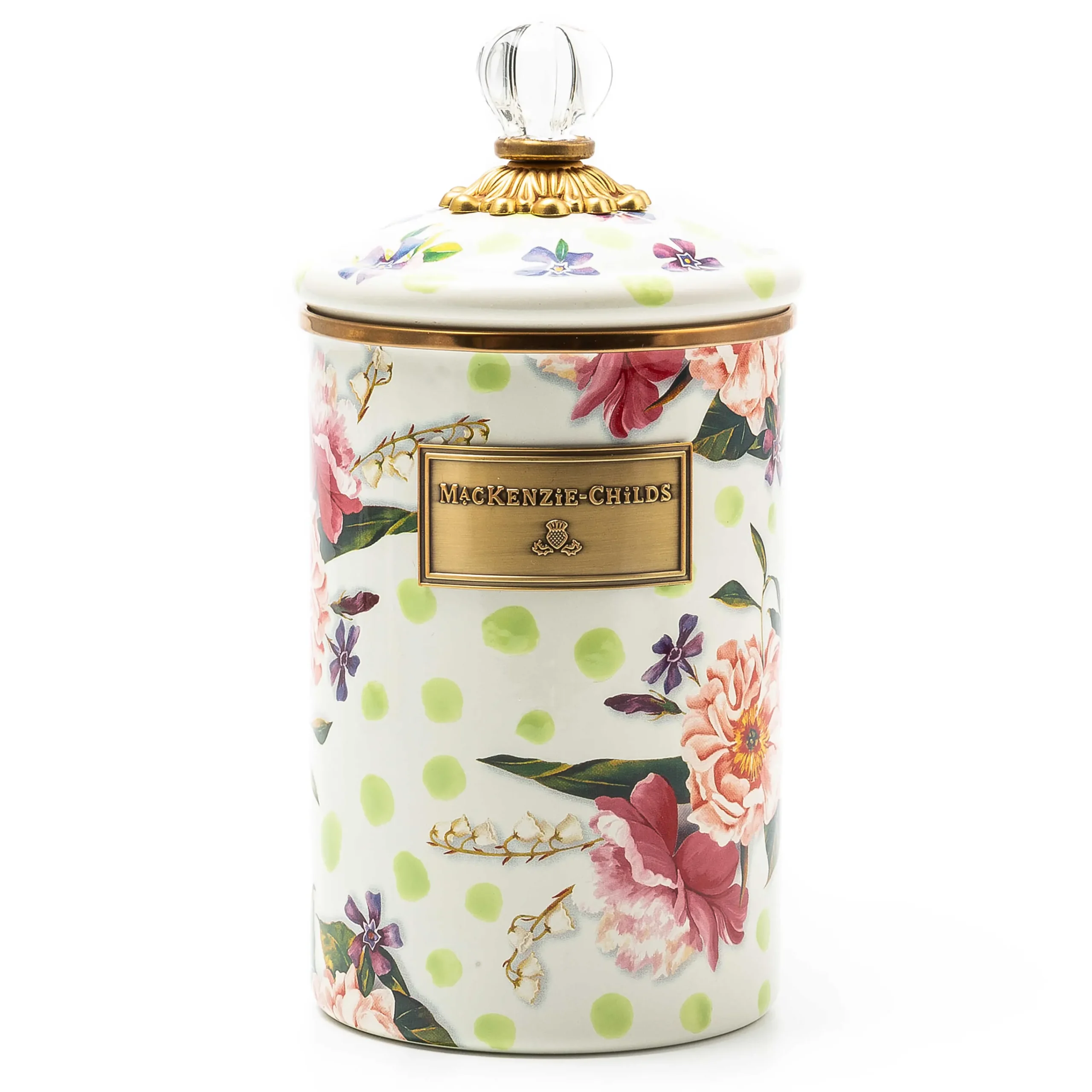 MacKenzie-Childs Wildflowers Green Large Canister| Kitchen Storage & Organization