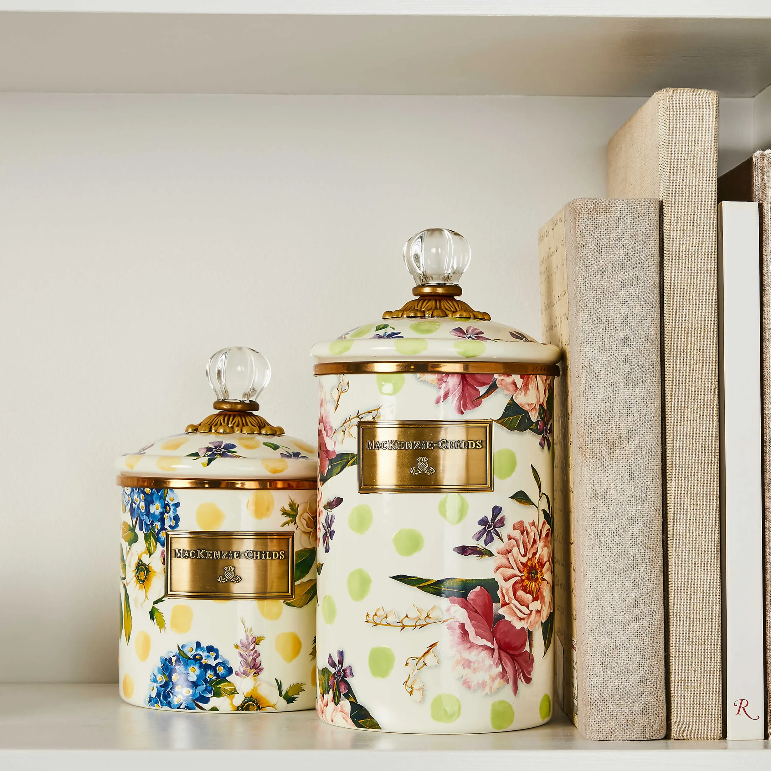 MacKenzie-Childs Wildflowers Green Large Canister| Kitchen Storage & Organization