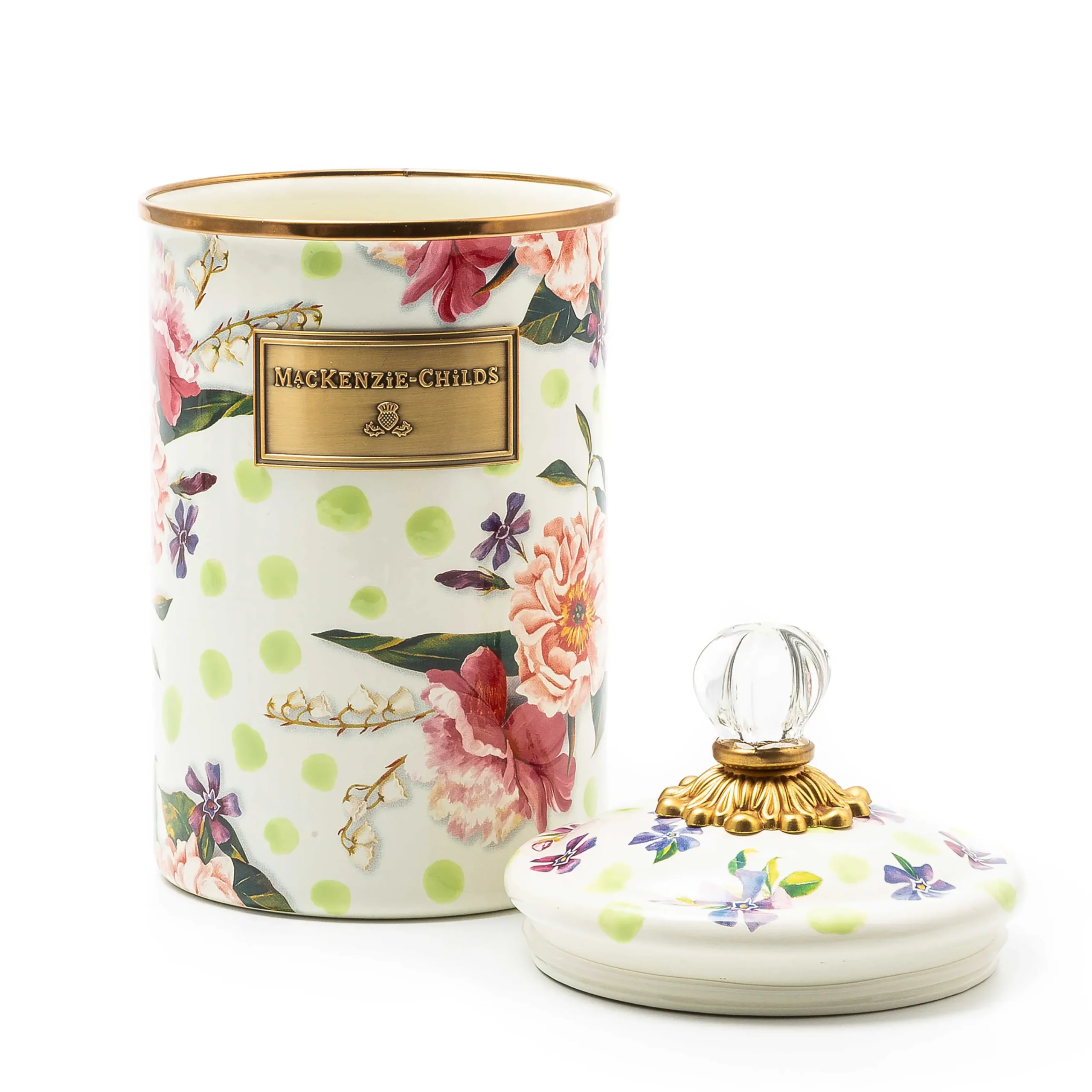 MacKenzie-Childs Wildflowers Green Large Canister| Kitchen Storage & Organization