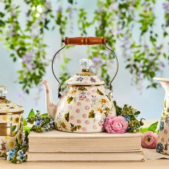 MacKenzie-Childs Wildflowers Pink 2 Quart Tea Kettle| The Coffee Shop|Serveware