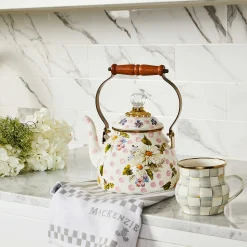 MacKenzie-Childs Wildflowers Pink 2 Quart Tea Kettle| The Coffee Shop|Serveware