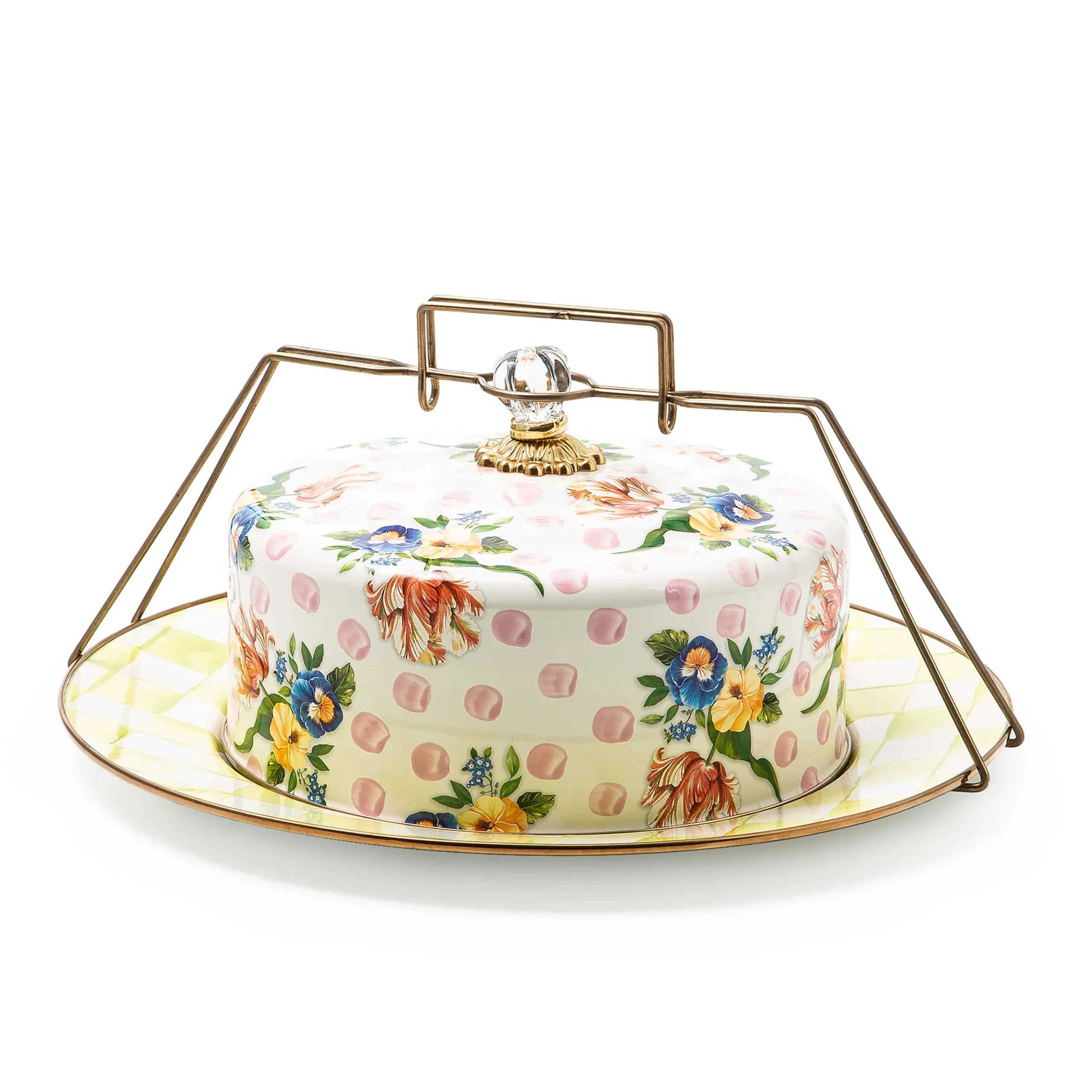 MacKenzie-Childs Wildflowers Pink Cake Carrier| Serveware