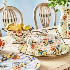 MacKenzie-Childs Wildflowers Pink Cake Carrier| Serveware