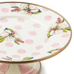 MacKenzie-Childs Wildflowers Pink Mini Pedestal Platter| Serveware