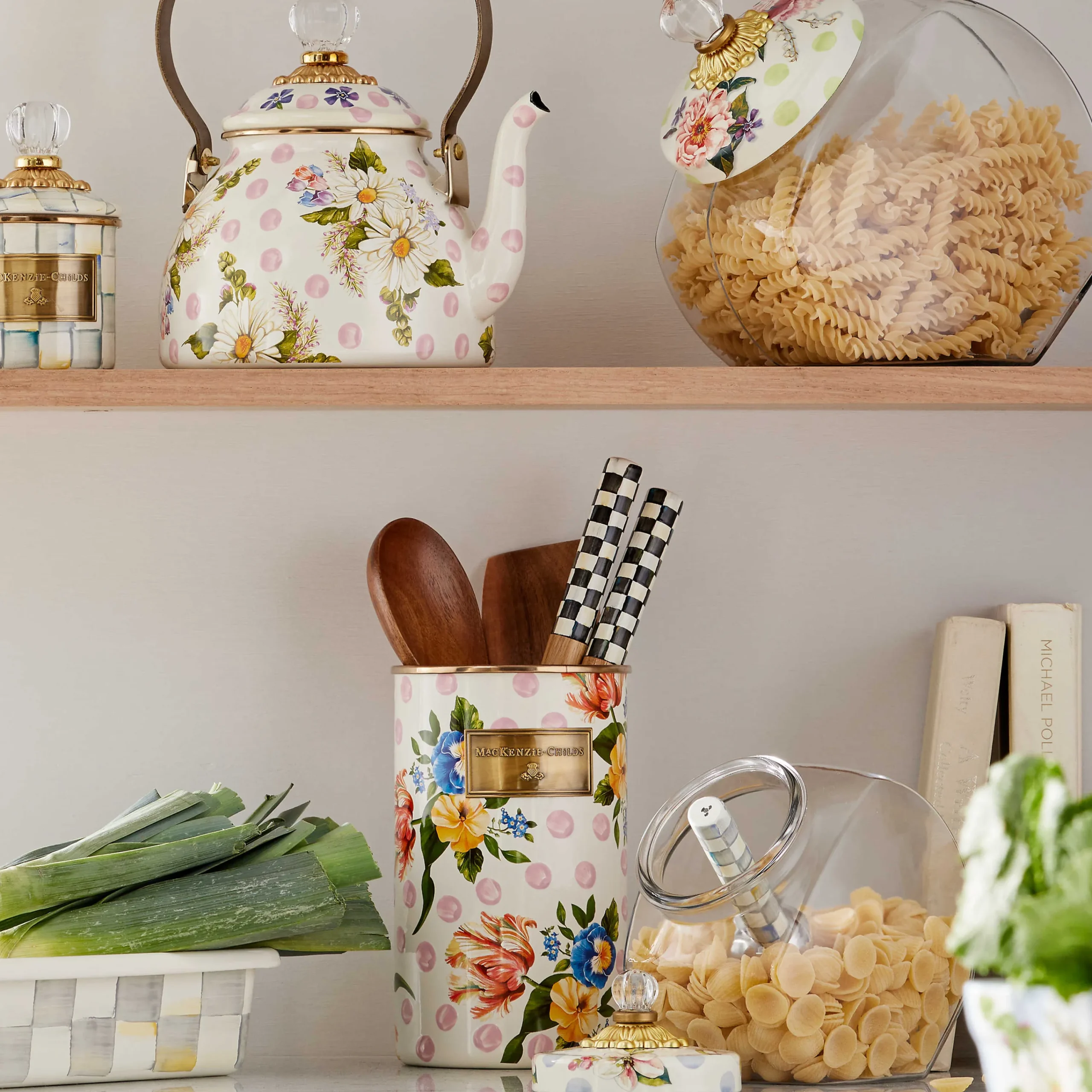 MacKenzie-Childs Wildflowers Pink Utensil Holder| Kitchen Storage & Organization