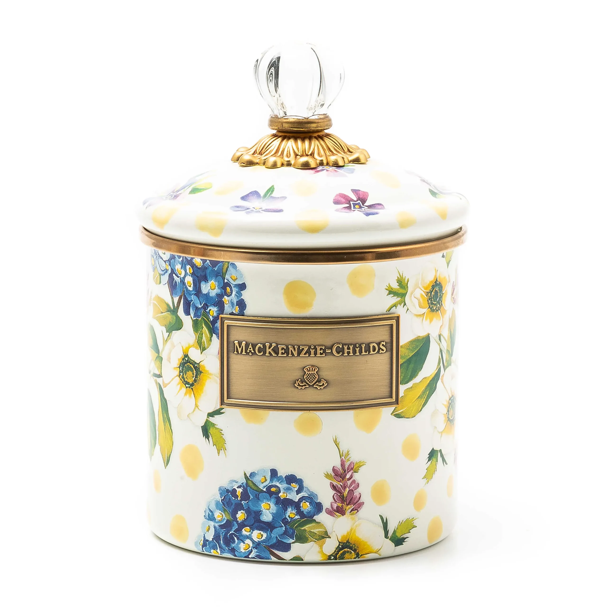 MacKenzie-Childs Wildflowers Yellow Small Canister| Kitchen Storage & Organization