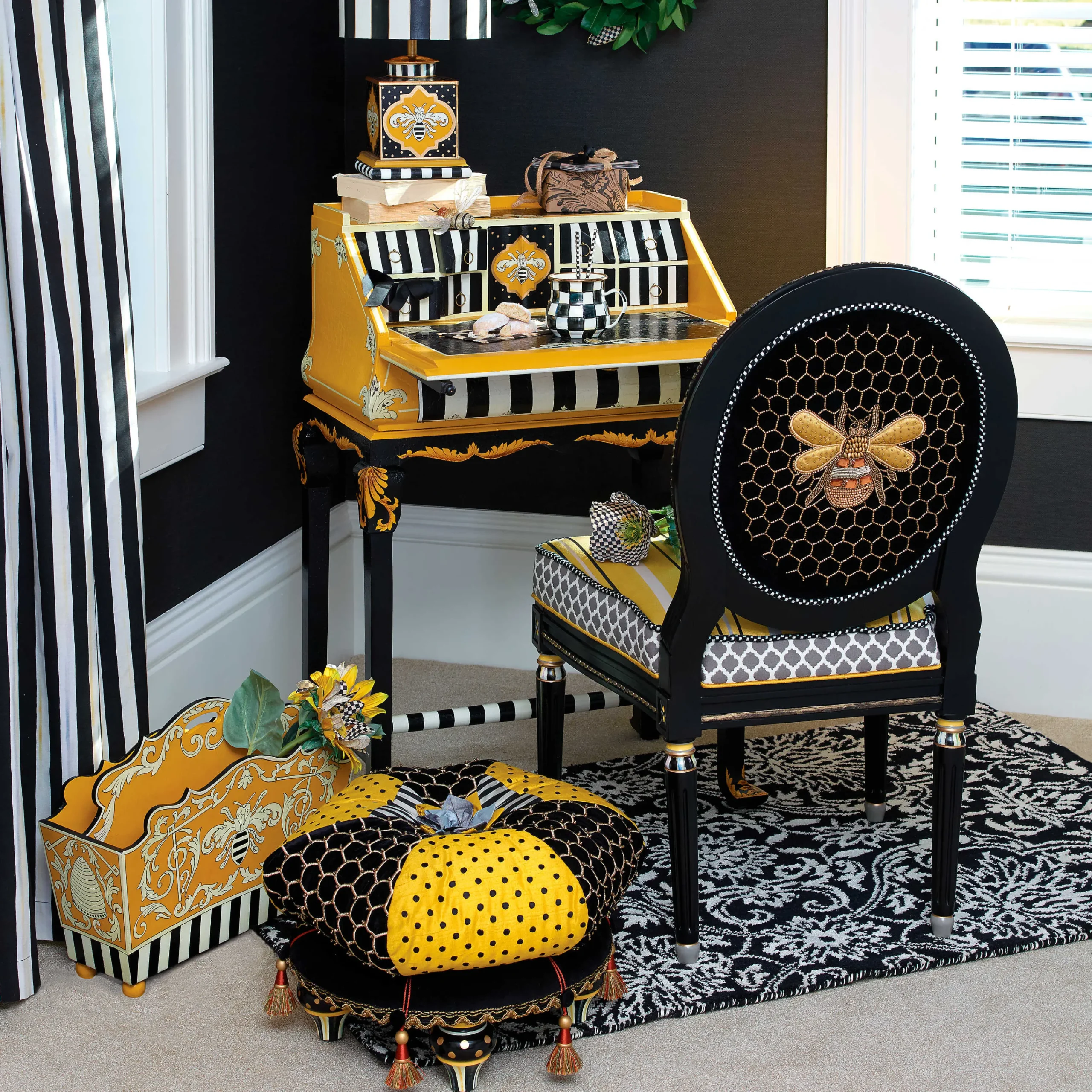 MacKenzie-Childs Worker Bee Writing Desk| Storage Furniture|Living Room
