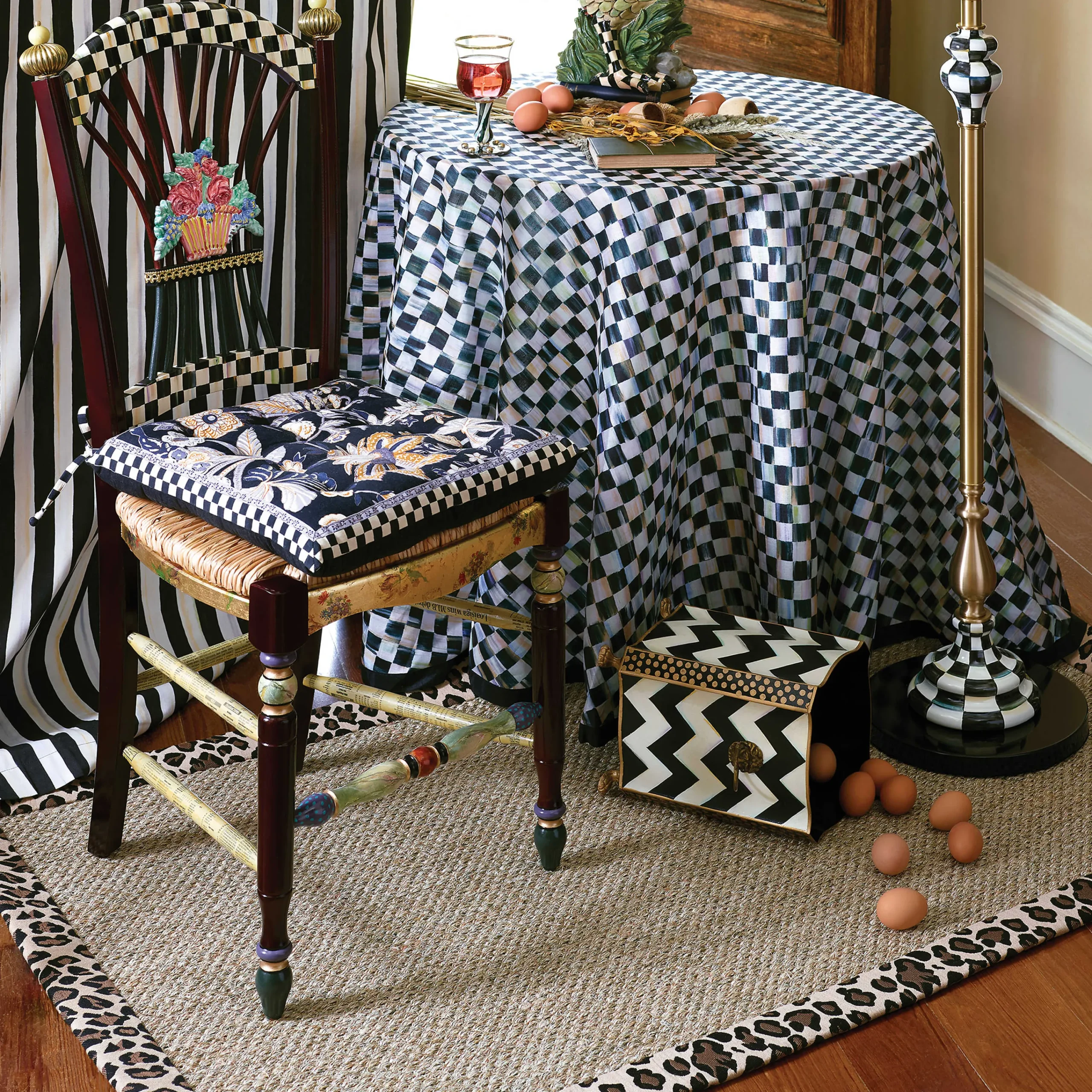 MacKenzie-Childs Zig Zag Waste Bin| Bath & Bath Accessories|Room Accents